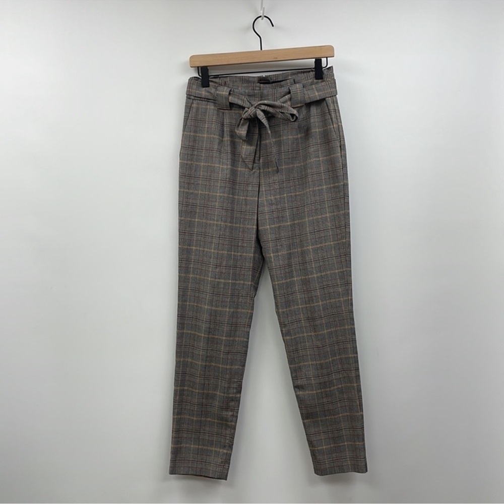 Express Tartan Plaid Paperbag High Rise Trouser Ankle Pant 4P